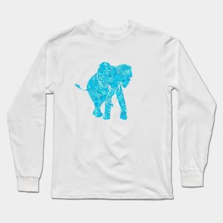 Beautiful Blue Elephant. A majestic elephant in a speckled pattern of aqua, aquamarine and turquoise spots and dots. Long Sleeve T-Shirt